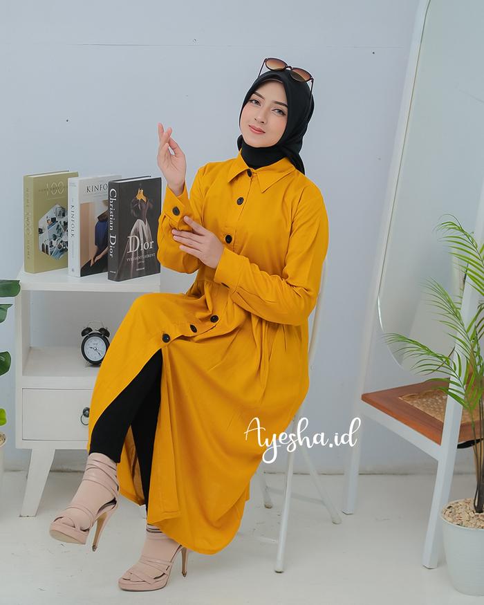 Gambar Tunik Wanita Lengan Panjang Variasi 9 Warna All Size Basic Rayon - Mustard, All Size dari Ayesha id_NEW undefined Tokopedia