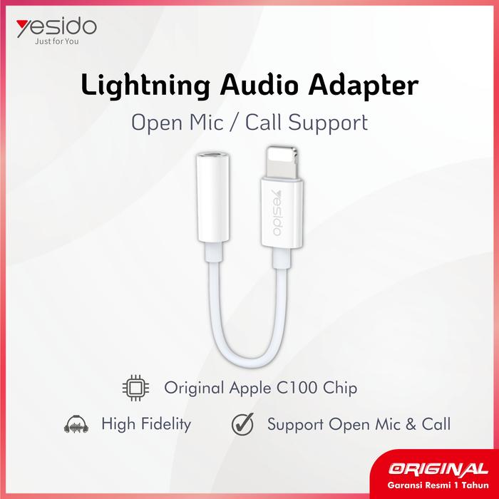 Gambar YESIDO Audio Adapter Converter Splitter Type C Lightning 3.5mm Jack - Lightning Mic dari YESIDO Official Store undefined Tokopedia