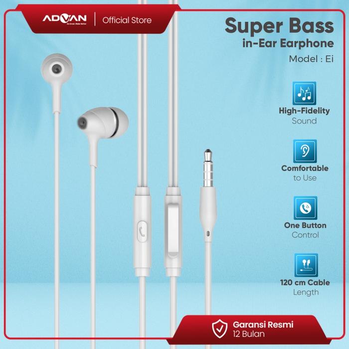 Gambar Advan StartGo In-Ear Earphone Headset E1 Super Bass - Putih dari Advan Store undefined Tokopedia