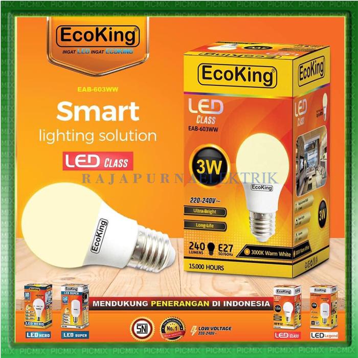 Promo LAMPU LED ECOKING KUNING WARM WHITE 3W 5W 7W 9W 11W 14W 16W 18W ...