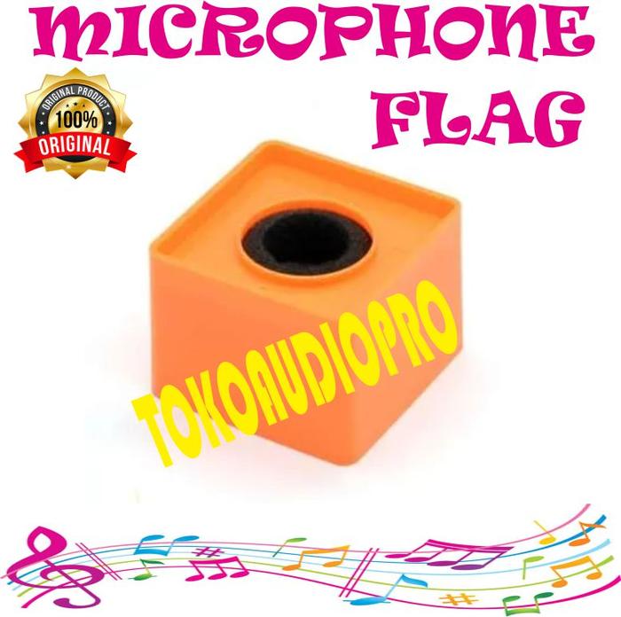 Gambar Microphone Flag / Ring Mic Reporter / Microphone Flag Kotak - Orange dari TOKOAUDIOPRO undefined Tokopedia