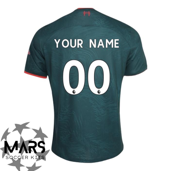 Gambar Liverpool 22/23 Stadium 3rd Jersey + Custom Name & Number - Nama + Nomor, S dari Mars Soccer Kits undefined Tokopedia