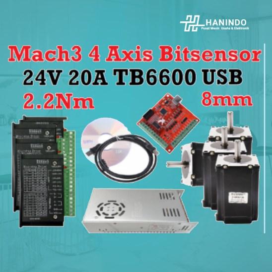 Gambar Paket CNC 4 Mach3 4Axis USB TB6600 Nema 23 2.2Nm Stepper Milling - Shaft 8mm dari HANINDO MESIN undefined Tokopedia