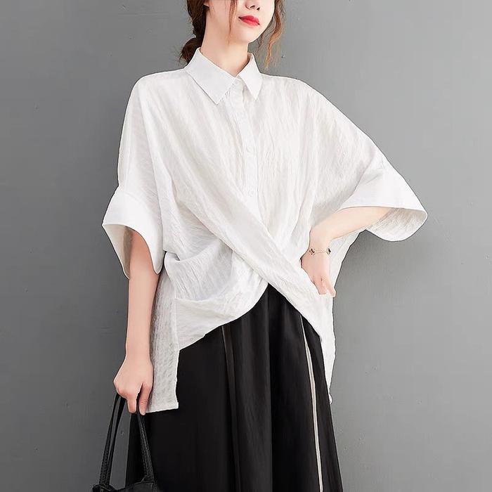 Gambar Atasan wanita Arwana Blouse Fashion Korea Mat Crinkle Airflow - White, all size dari BajuMurah.id001 undefined Tokopedia