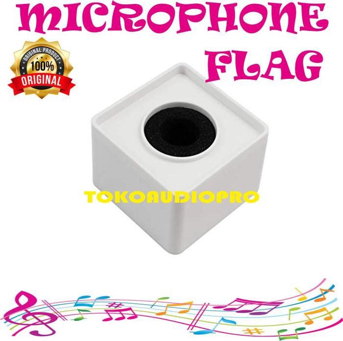 Gambar Microphone Flag / Ring Mic Reporter / Microphone Flag Kotak - Putih dari TOKOAUDIOPRO undefined Tokopedia