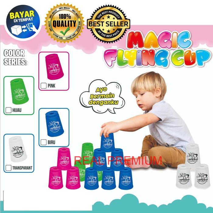 Gambar Mainan Edukasi Anak Susun Cangkir / Magic Flying Cup Game dari Excllent Kids undefined Tokopedia