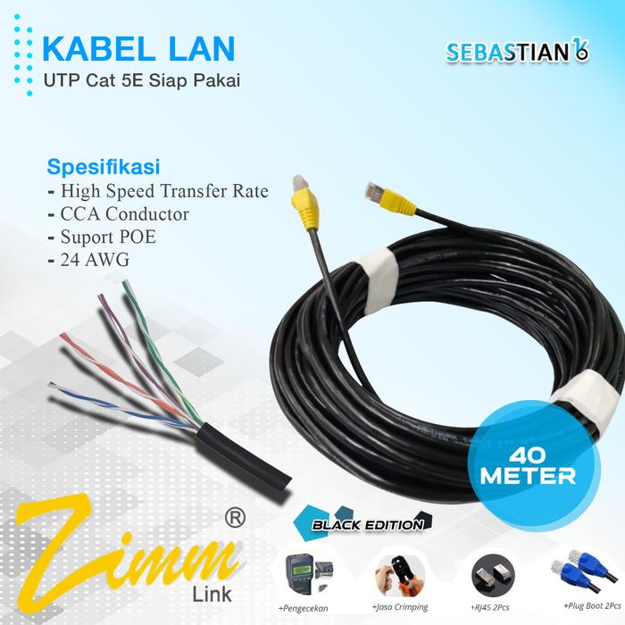Gambar Kabel lan ethernet UTP Cat 5e CCA panjang 40 meter merk Spectra - Hitam dari Sebastian16sby undefined Tokopedia