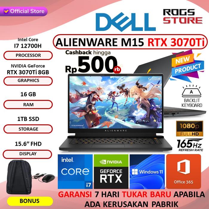 Gambar LAPTOP GAMING DELL ALIENWARE M15 R7 RTX 3070Ti I7 12700H 32GB 1TB SSD - 16GB/1TB SSD, STANDARD dari ROGS STORE undefined Tokopedia