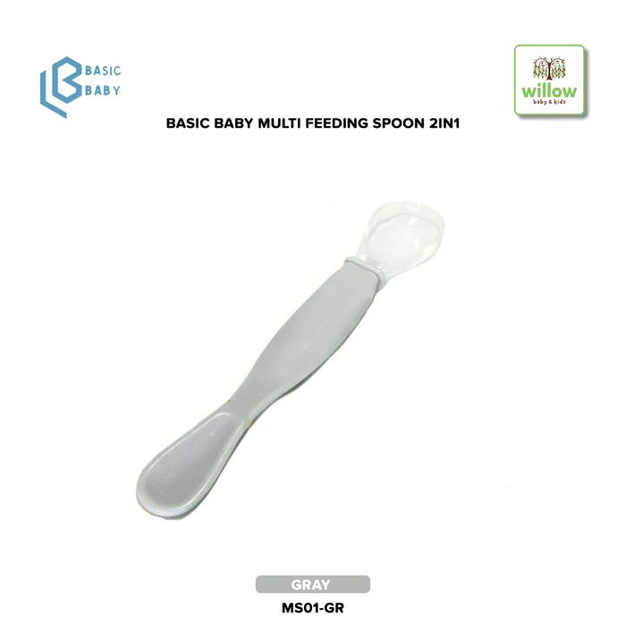 Gambar Alat Makan Bayi - Basic Baby Multi Feeding Spoon 2in1 - Gray dari Willowbabyshop undefined Tokopedia