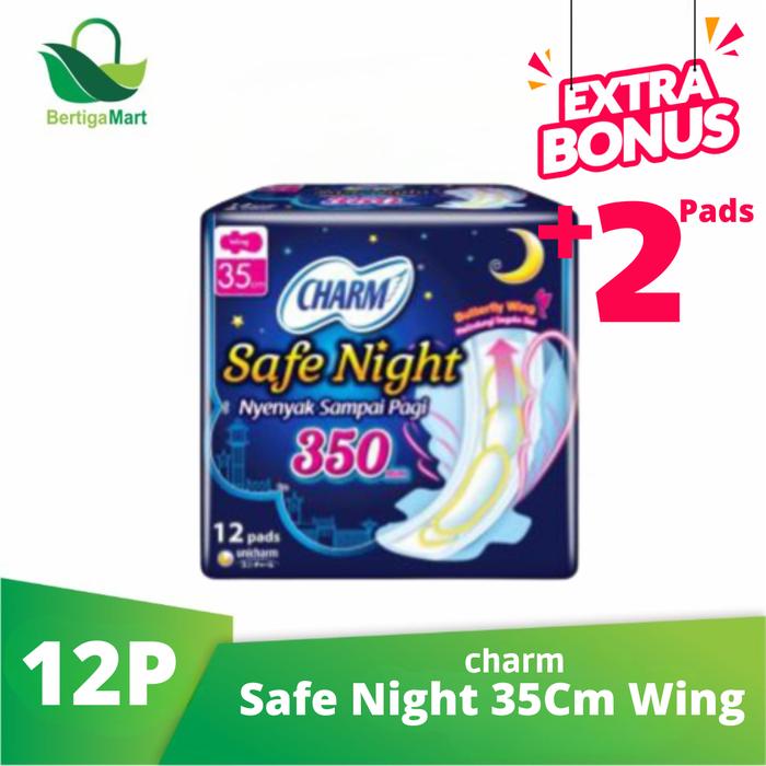 Gambar Charm Pembalut Safe Night 35cm Wing 18 & 12 pads - 12 pads dari Bertigamart undefined Tokopedia