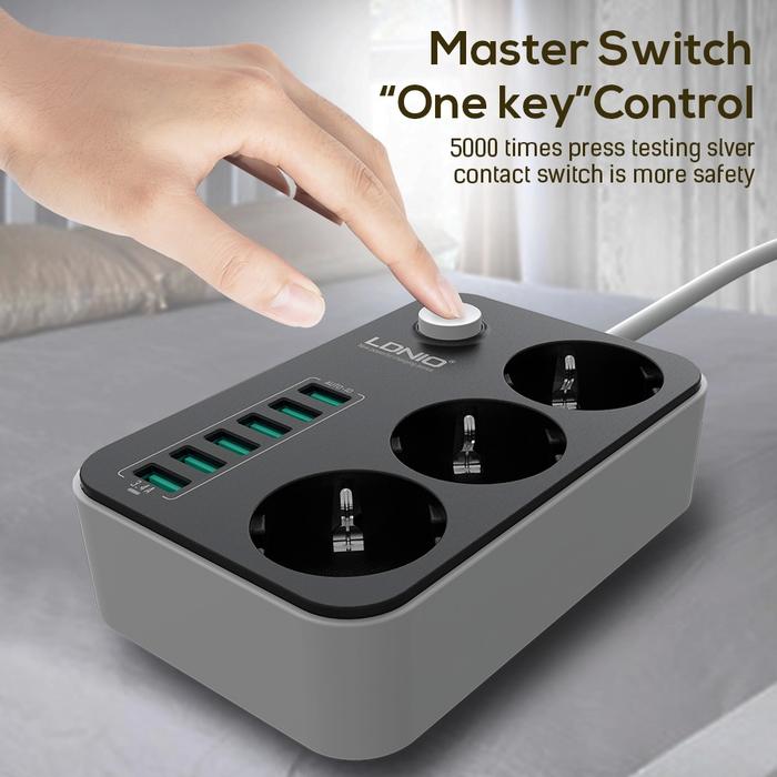 Gambar LDNIO SE3631 power socket 3 stop kontak 6 USB dari Tan Patoko undefined Tokopedia
