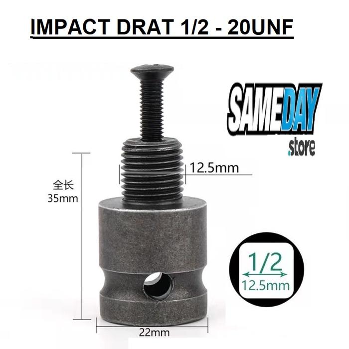 Gambar Adapter Impact Wrench Bor Socket Hexagonal Kepala Bor San Ou 10mm 13mm - Impac 1/2-20unf, Tanpa Karet pin dari PerkakasInAja undefined Tokopedia