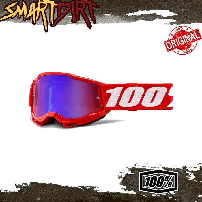 Jual KACAMATA 100% ACCURI YOUTH NEON RED GOGGLE CROSS 100