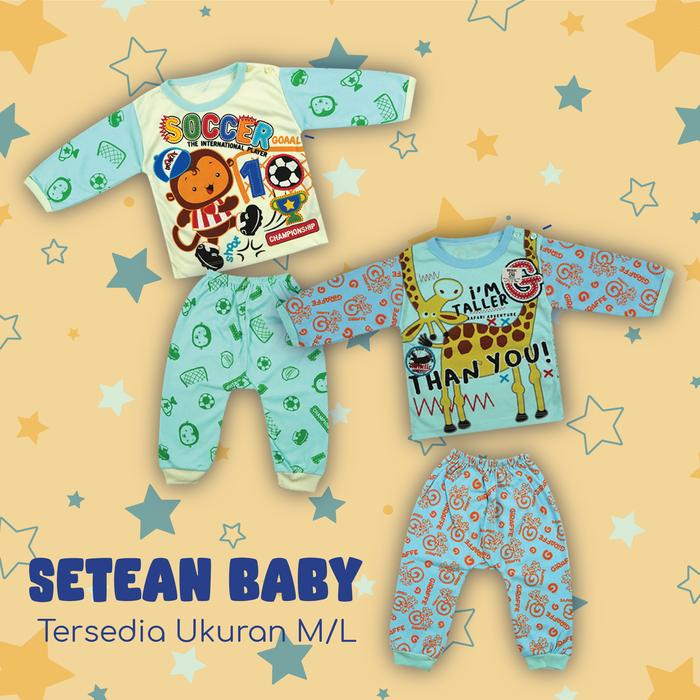 Gambar Setelan tidur anak, setelan murah isi 2 setel, setelan bayi 6 bulan - GIRAFFE SOCCER dari beric baby clothes undefined Tokopedia