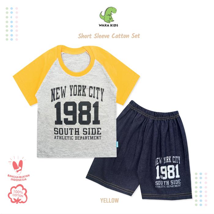 Gambar Wakakids Baju Bayi Anak Laki Laki Setelan Celana Jeans 6-12 Bulan 3315 - Kuning dari Wakakids undefined Tokopedia