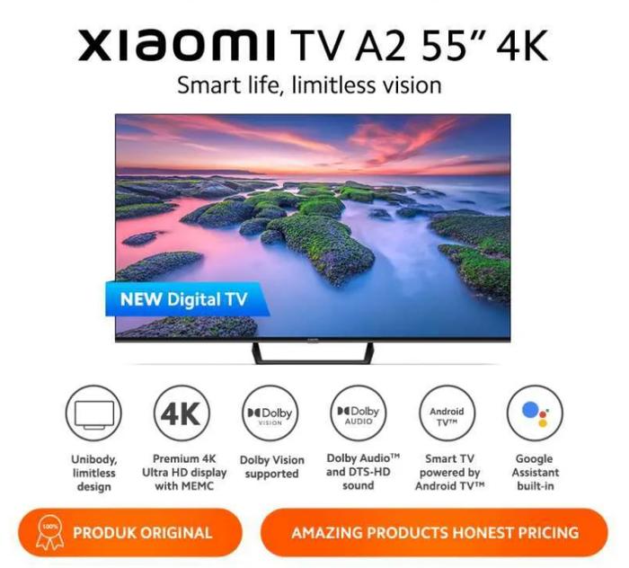 Gambar Xiaomi Mi TV 4 55 Inch Bezel-less 4K Smart TV with QLED Display - A2 55 4K+KAYU dari Tech Life Indonesia undefined Tokopedia