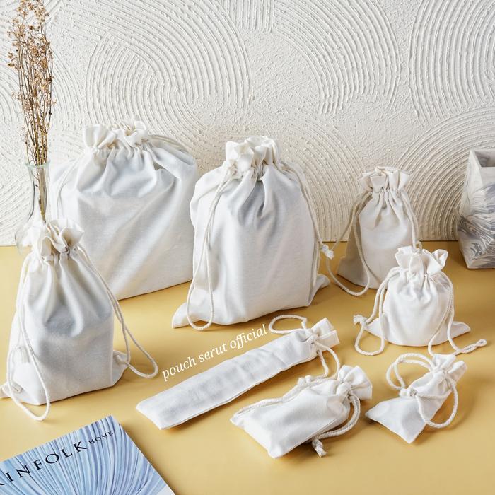 pouch serut blacu polos bisa custom size tas custom souvenir 7x25