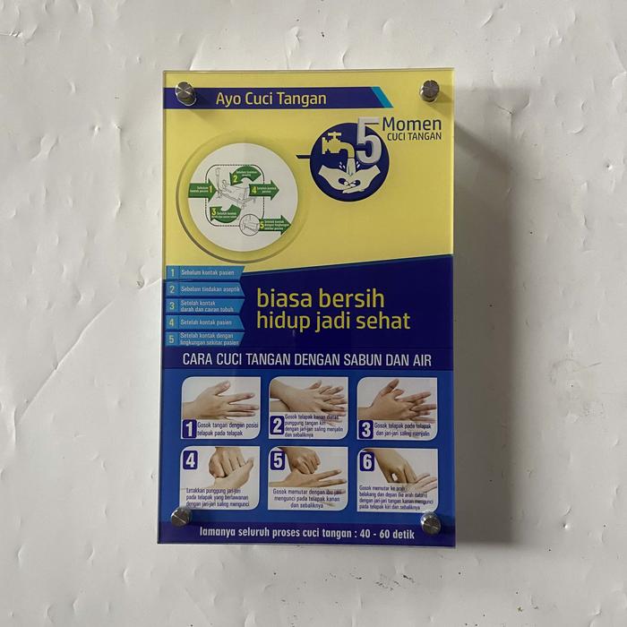 Gambar Khusus Nakes ! Akrilik 5 Momen Cuci Tangan dan Cara Cuci Tangan - Nakes/Faskes dari Sahabat Sejasa undefined Tokopedia