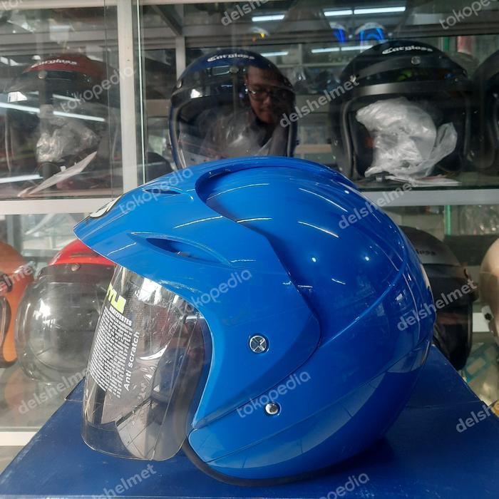 Gambar Helm Biru TNI AL Hiu Nico R Blue Mild - All Size dari delshelmet undefined Tokopedia