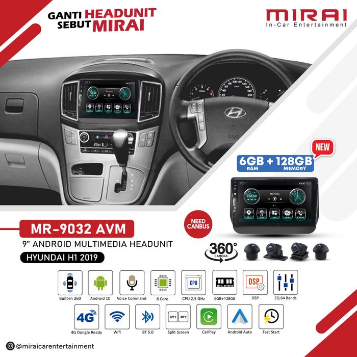 Jual Headunit Android Mirai 9032 AVM Hyundai H1 Ram 6/128 + Kamera 360 ...