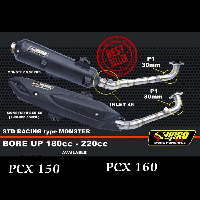 Gambar KNALPOT STANDAR RACING SHIJIRO TYPE MONSTER FOR PCX - PCX 160, R Series dari SHIJIRO RACING STORE undefined Tokopedia