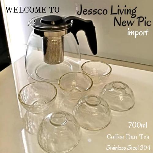 Gambar Teapot kaca / Teko kaca teh dan kopi dengan saringan 1500ml - 700ML+6 Gelas dari Jessco Living undefined Tokopedia