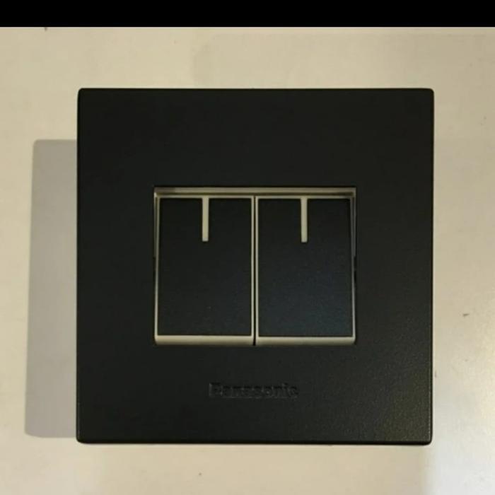 Gambar saklar seri ganda double panasonic black hitam style - BLACK HITAM dari wewe electric undefined Tokopedia