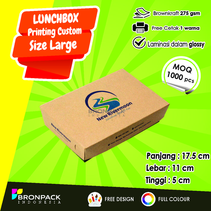 Gambar KEMASAN PAPER LUNCH BOX KRAFT COKLAT CUSTOM PRINTING SIZE LARGE dari Ocsapack undefined Tokopedia
