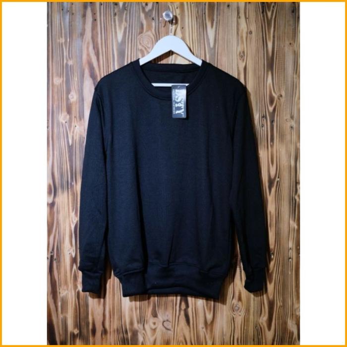 Jual SWEATER POLOS SWEATER KERAH TANPA KUPLUK TOPI CREWNECK PRIA - Main Image