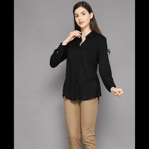 Gambar BAJU ATASAN KEMEJA PREMIUM WANITA BLOUSE LENGAN PANJANG FASHION CEWEK - Hitam, M dari Iyan OF undefined Tokopedia