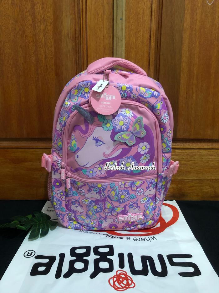 Gambar smiggle backpack hey there/smiggle bright side/tas smiggle ori - unicorn pink dari Berkah Amannah undefined Tokopedia