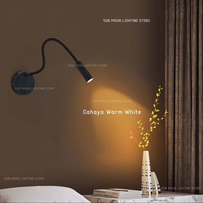 Gambar Lampu dinding flexible led 3.5w lampu baca spiral warm white bed side - Body Hitam dari SUN MOON LIGHTING STORE undefined Tokopedia