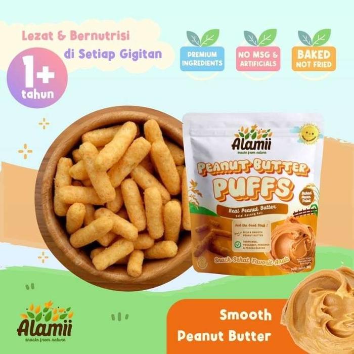 Gambar ALAMII PUFFS SNACK CHEESE / PEANUT BUTTER / GOLDEN VEGGIE / STRAWBERRY - PEANUT BUTTER dari Kids Needs Indonesia undefined Tokopedia