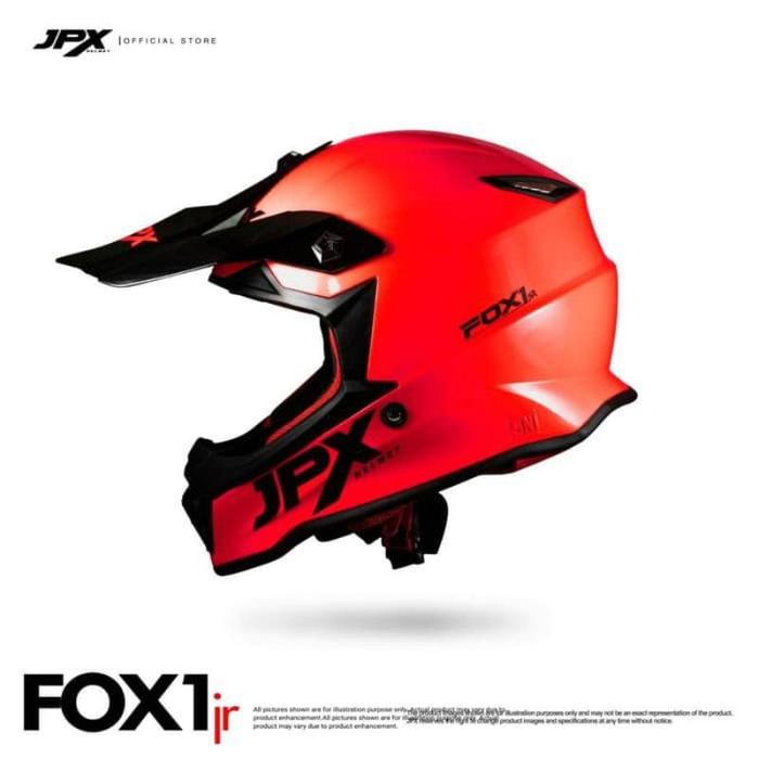Gambar Helm Cross Jpx Anak Hitam Orange - Fluo Red Dof, L dari TB HELMET undefined Tokopedia