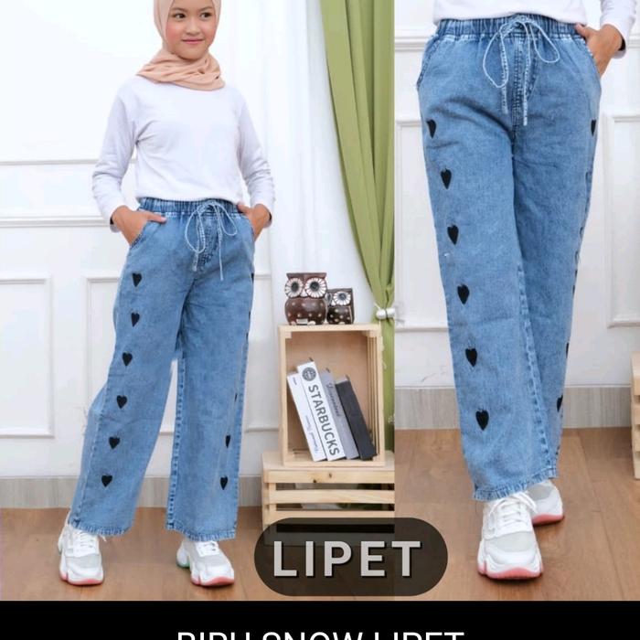 Gambar celana kulot jeans anak anak bordir motif love - biru snow, 1 dari RidhoAbadiStore undefined Tokopedia