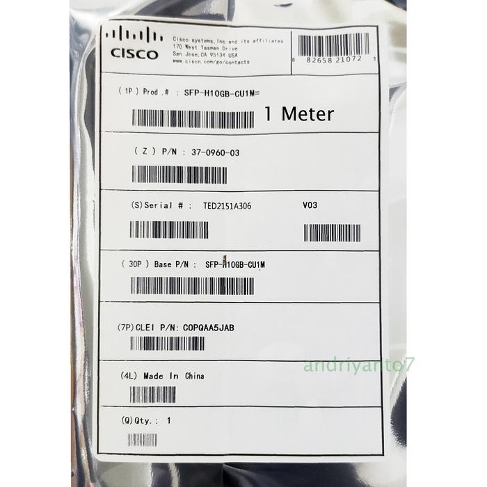 Gambar CISCO DAC 10G Twinax Cable - 1 Meter dari andriyanto7 undefined Tokopedia