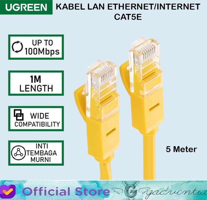 Gambar UGREEN 11230 Kabel Lan CAT 5E UTP Cable Colokan Sambung Modem Internet - 5 METER dari GADVENTIA undefined Tokopedia