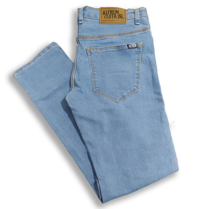 Gambar Long Pants Denim - AlfheimCloth.Inc Slim Fit Men All Pure Tint Denim - Light Bioblitzz, S dari ALFHEIM CLOTH.INC undefined Tokopedia