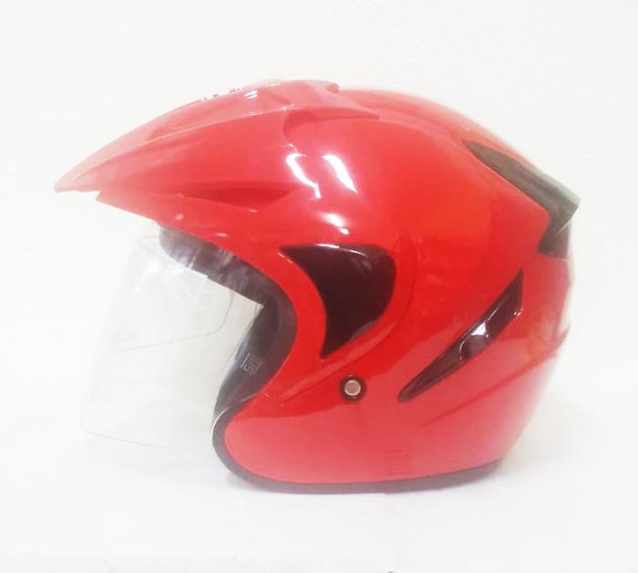 Jual Helm NTC ORIGINAL STAR POLOS Half Face Clear Visor RED