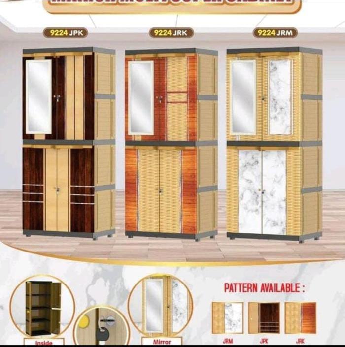 Gambar LEMARI PAKAIAN PLASTIK JUMBO NAIBA JERSEY FULL KUNCI 4 SUSUN KACA - dengan kaca, + packing dari Shoppingplaceofficial undefined Tokopedia