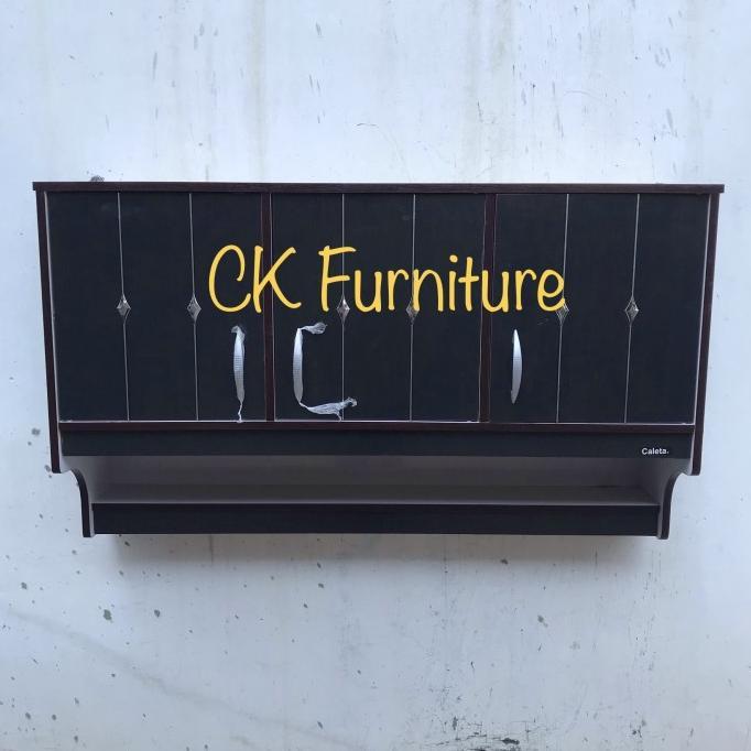 Gambar Rak Industrial Kitchen Set Atas 3 Pintu Minimalis Rak Atas Dapur - Hitam (OAK) dari Kioralands undefined Tokopedia