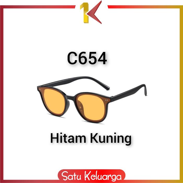 Gambar SK-C654 Kacamata Korean Fashion Kaca Mata Vintage Retro Korea - C654, HITAM KUNING dari Satukeluarga undefined Tokopedia