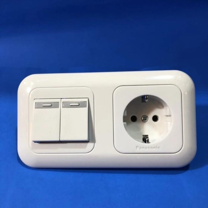 Gambar panasonic stopkontak stop kontak plus saklar 2g 2 gang seri sakelar - NCP WIDE SERIES dari wewe electric undefined Tokopedia