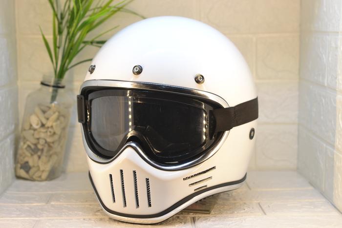 Gambar HELM CUSTOM RETRO CAKIL M30 SIMPSON WITH GOGGLE CROOS - WHITE LC, XXL dari MR HELM_NEW undefined Tokopedia