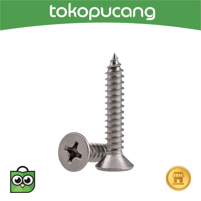 Gambar Sekrup Tapping Sekrup Box Skrup Kepala Rata Tapping Screw Eceran - 6 x 1/2 dari Toko Pucang undefined Tokopedia