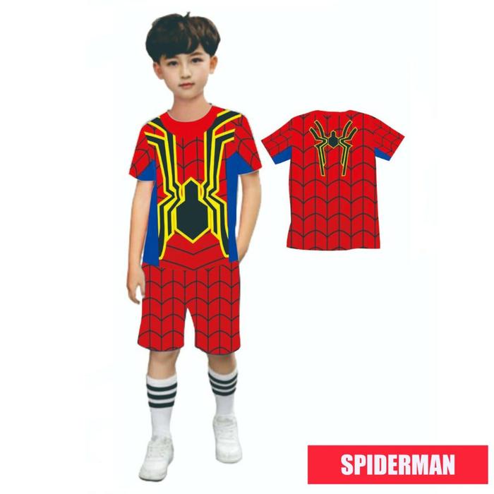 Gambar Baju Setelan Anak Laki Kostum Spiderman Lengan Pendek - Spiderman, 2-3 Tahun/No 4 dari Man Cloth undefined Tokopedia