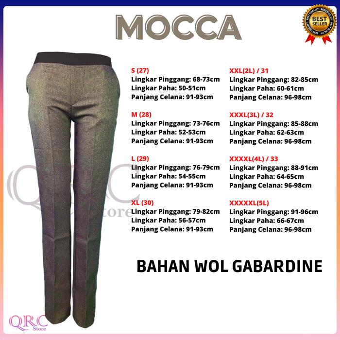 Gambar Celana Kerja Pingang Karet, Celana Formal, Celana kantor Wanita Polos - Mocca, 2L dari QRC STORE undefined Tokopedia