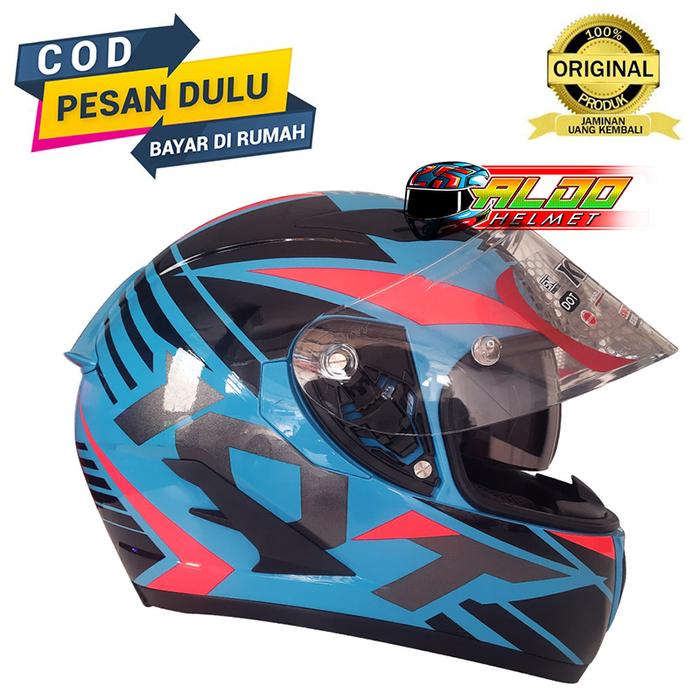 Gambar KYT HELM FALCON FR RADIANT | SKY BLUE FUXIA | FLAT VISOR FULL FACE - M dari aldohelm2 undefined Tokopedia