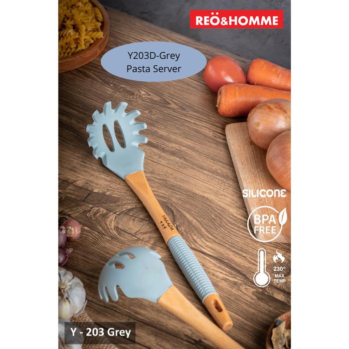 Gambar Sutil Silikon Anti Leleh Bamboo Kitchen Utensil Set Anti Panas - Pasta Server dari Reo & Homme Living undefined Tokopedia