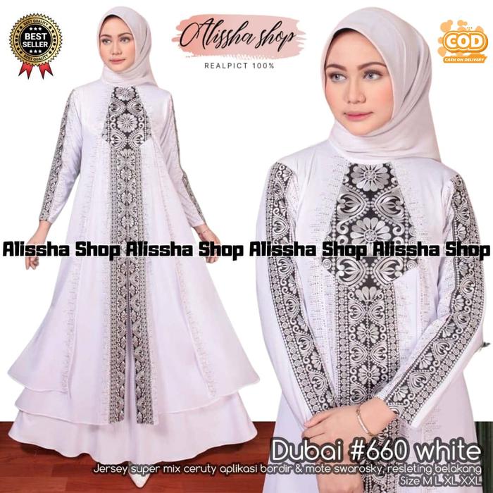 Gambar (COD)Gamis Abaya Arab Putih Turkey Jersy Import Mix Ceruty Premium - Matahari, M dari Alissha Shop. undefined Tokopedia